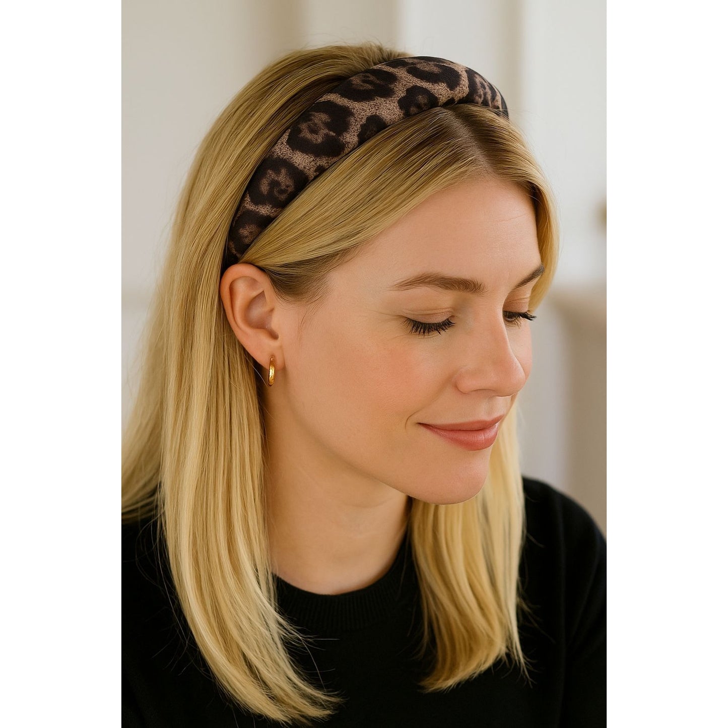 Wide Leopard Padded Headband Animal Print Hair Band Accessory Plush Retro