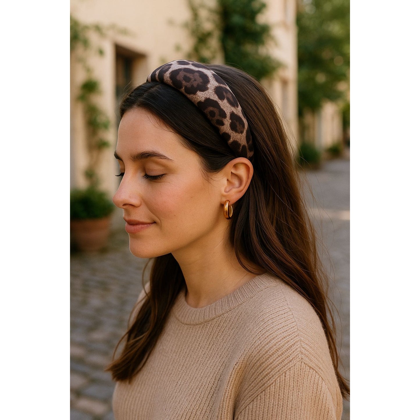 Wide Leopard Padded Headband Animal Print Hair Band Accessory Plush Retro