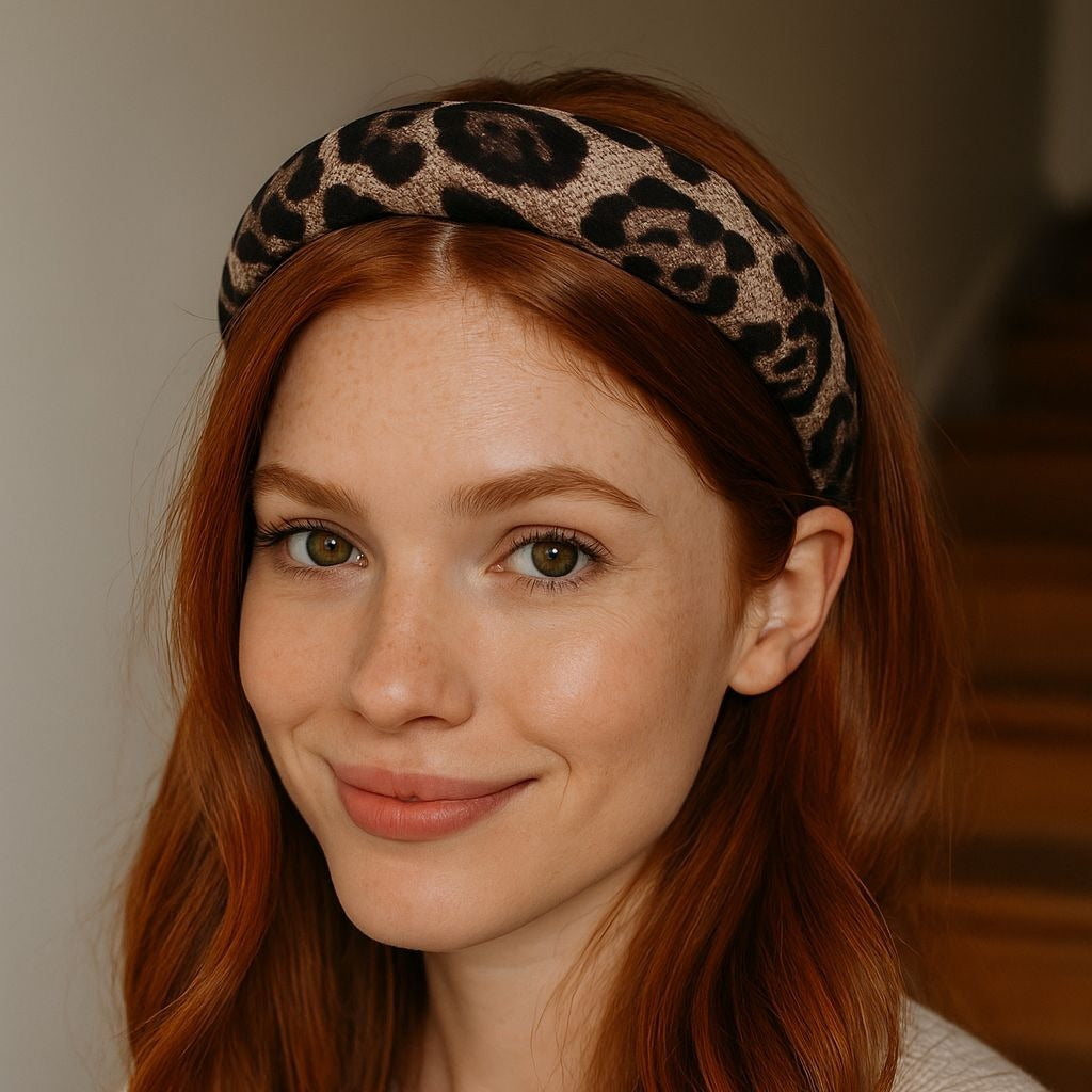 Wide Leopard Padded Headband Animal Print Hair Band Accessory Plush Retro