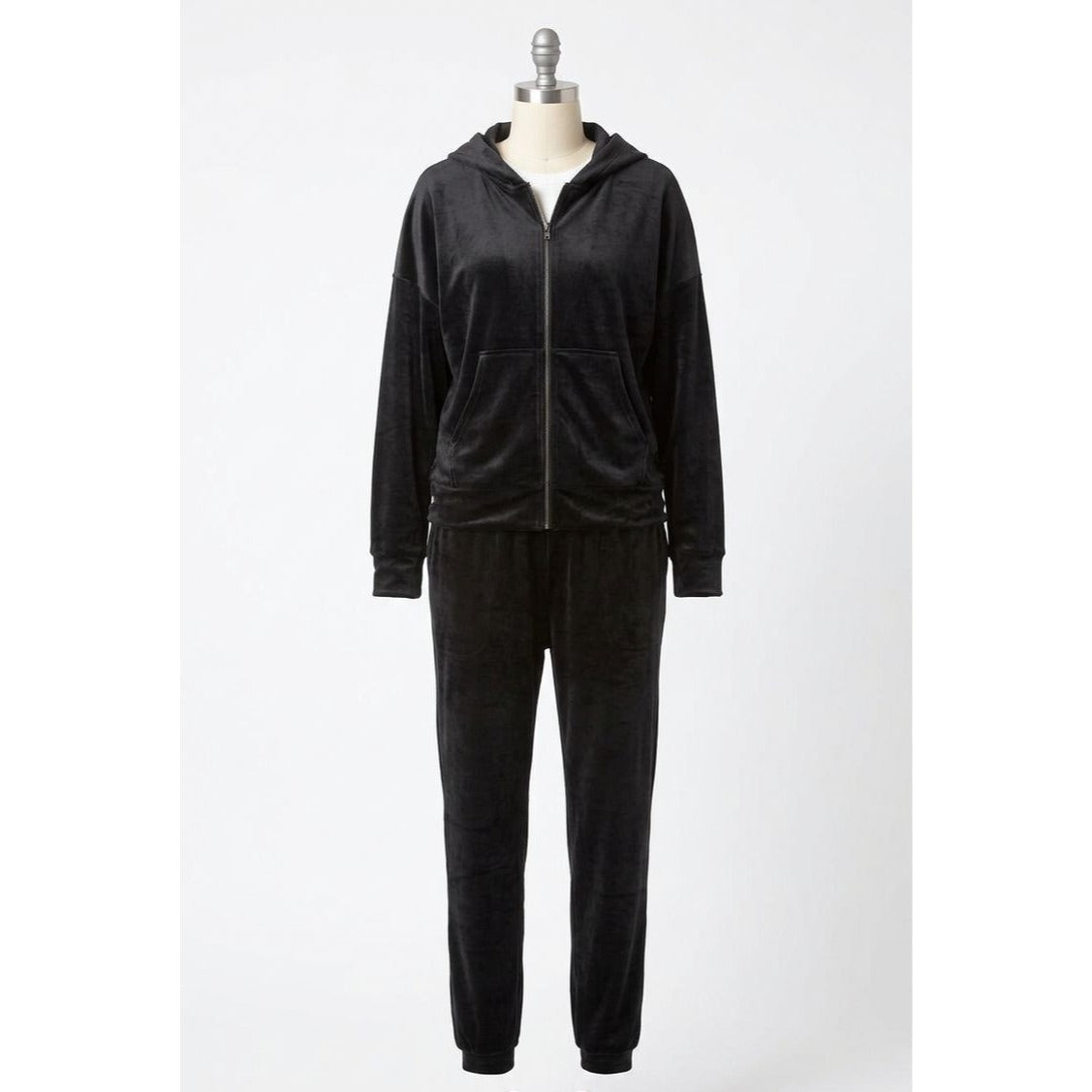 Felina Velour Zip Hoodie Jacket Matching Jogger Pants 2 Piece Set Tracksuit
