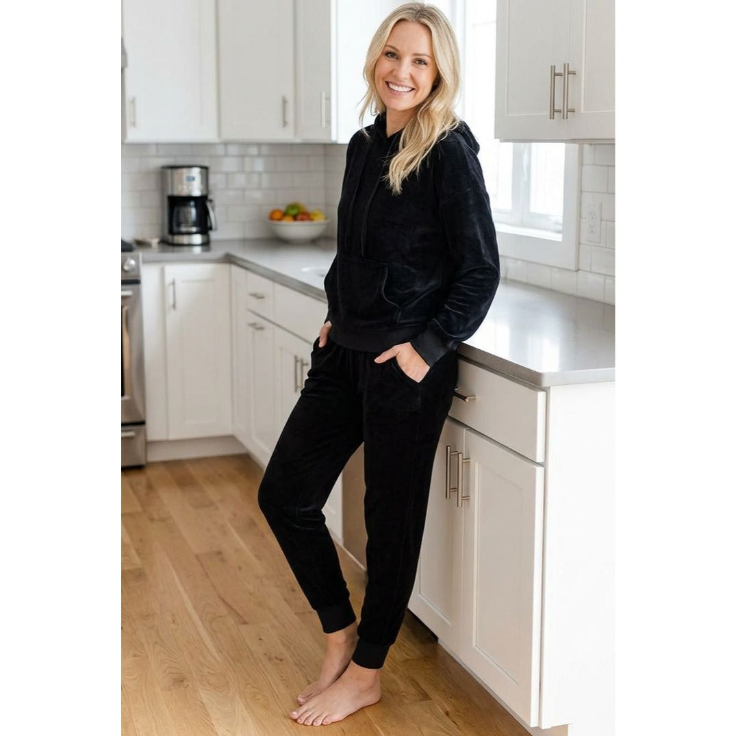 Felina Velour Zip Hoodie Jacket Matching Jogger Pants 2 Piece Set Tracksuit