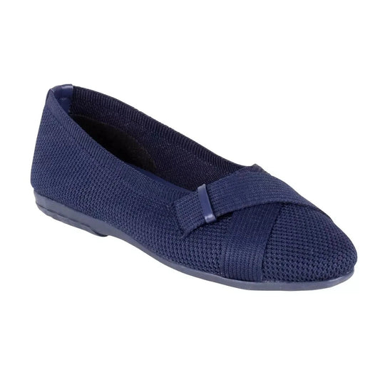 GV Gloria Vanderbilt Debbie Knit Double Strap Flat Ballet Shoes Slip-on Blue