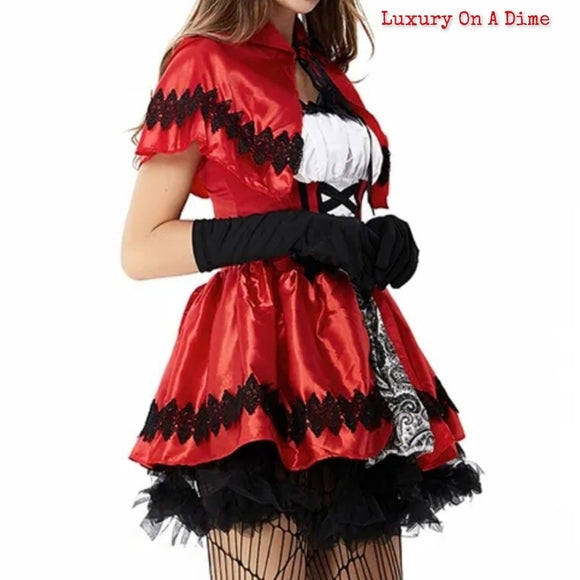 Halloween Adult Costume Mini Dress Cape Sexy Vampire Dark Angel Outfit