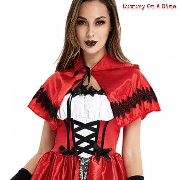 Halloween Adult Costume Mini Dress Cape Sexy Vampire Dark Angel Outfit