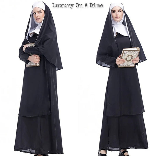 NUN Religious Catholic Cosplay Adult Women's Halloween Costume Modest