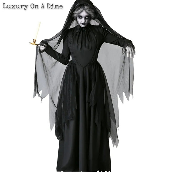 Ghost Vampire Bride Cosplay 2-piece Outfit Adult Halloween Costume Fantasy