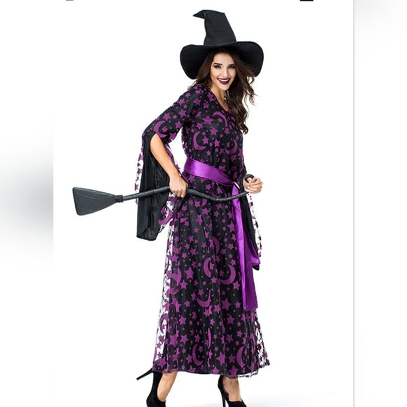 Celestial Witch Adult Woman Halloween Costume Modest Maxi Dress Wizard Cosplay