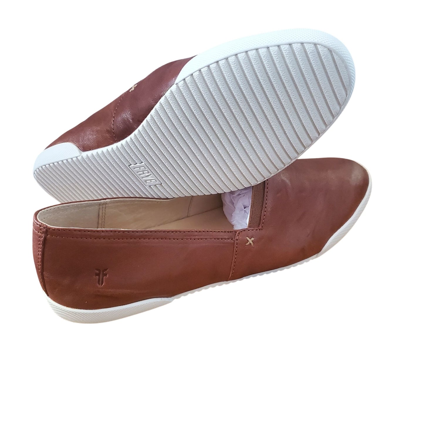 Frye Melanie Women Slip on Shoes Cognac Antique Soft Vintage Leather Loafer