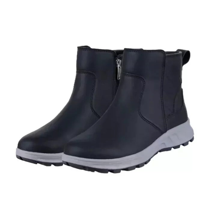 Khombu Women's Dusk All Weather Boot Faux Leather Zip-up Outdoor Winter Shoes Black