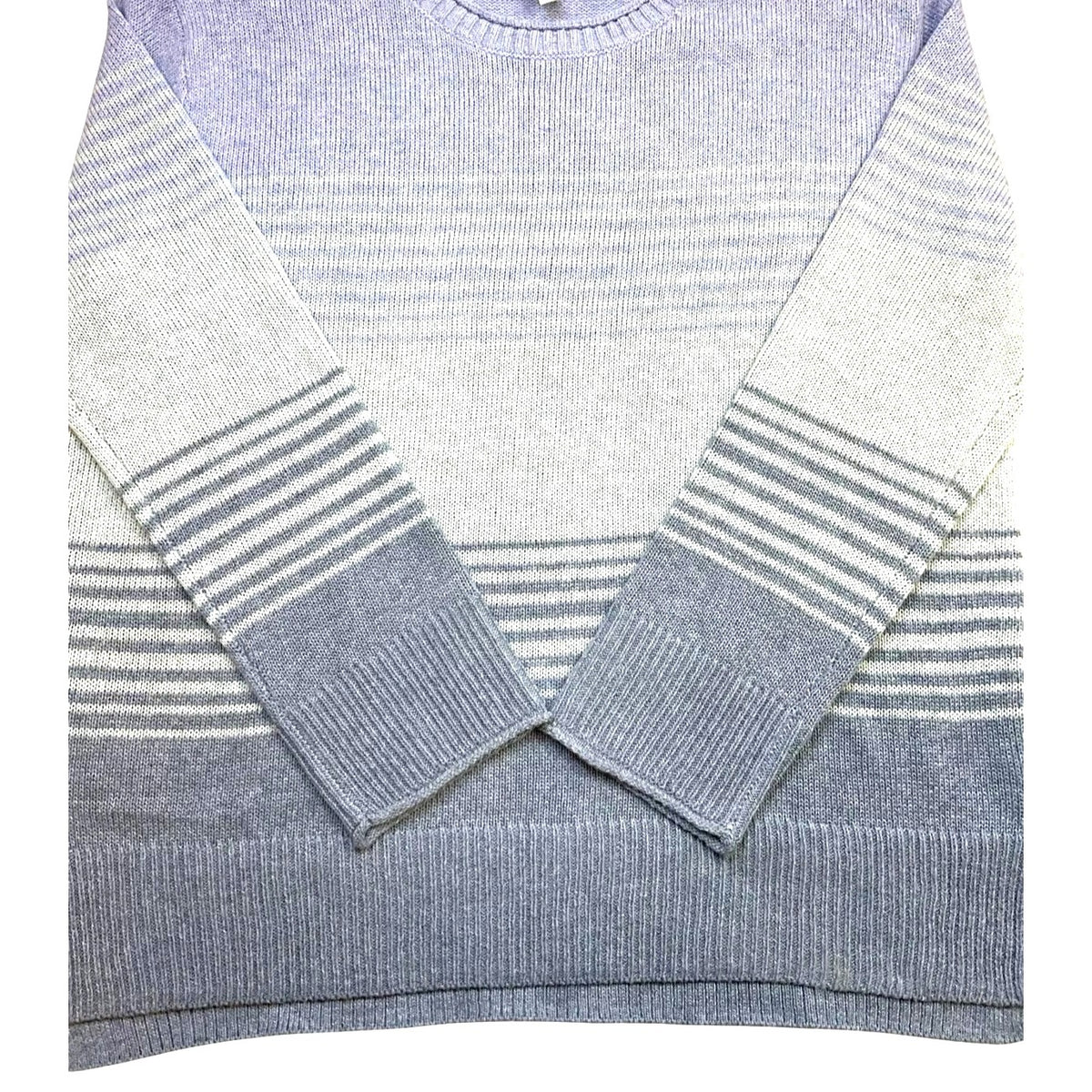 Ella Moss Knit Pullover Soft Sweater Ombre Stripe High-Low Crew Neck Top
