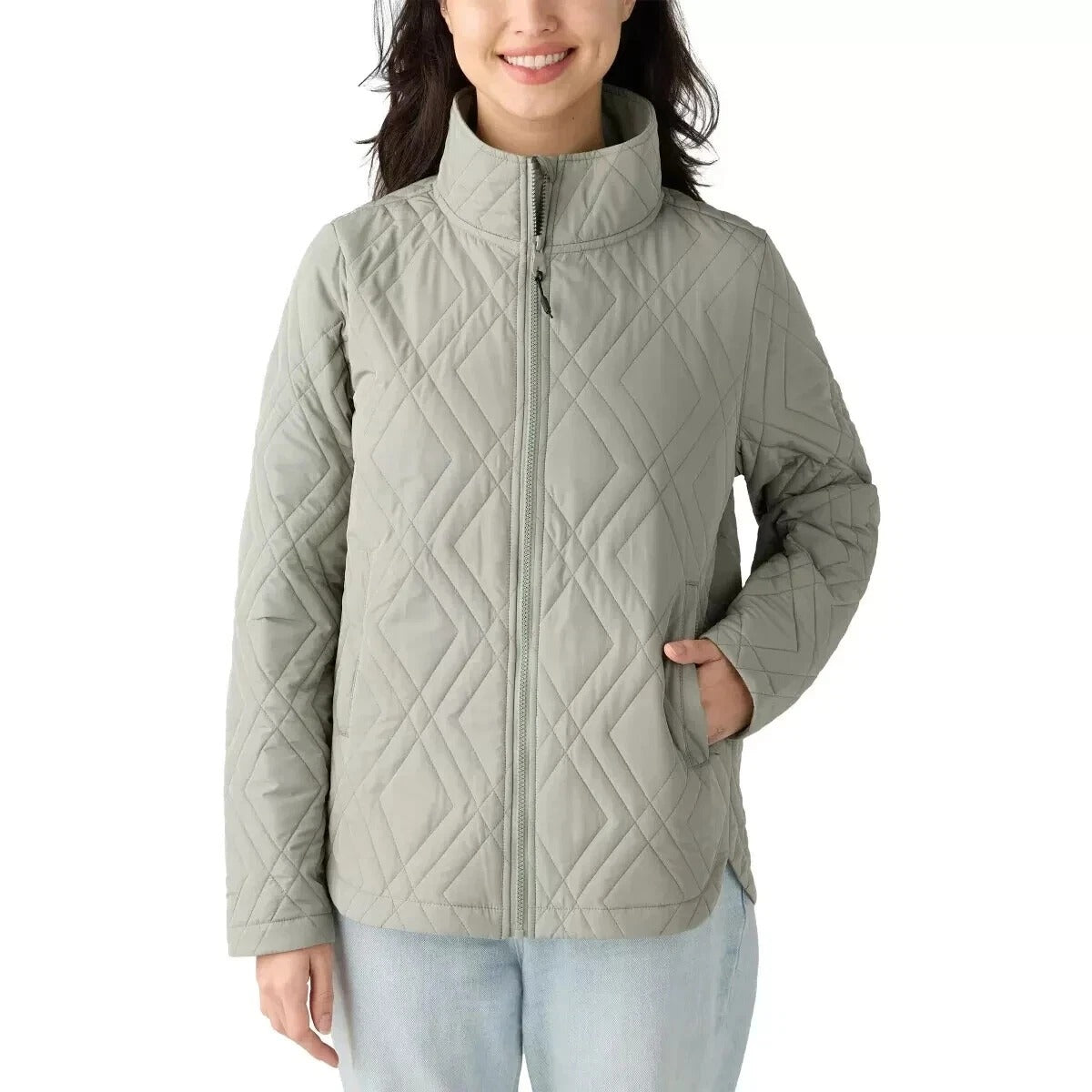 Voyager Womens Quilted Jacket Water-Resistant Diamond Pocket Lightweight Green Outerwear