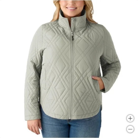Voyager Womens Quilted Jacket Water-Resistant Diamond Pocket Lightweight Green Outerwear