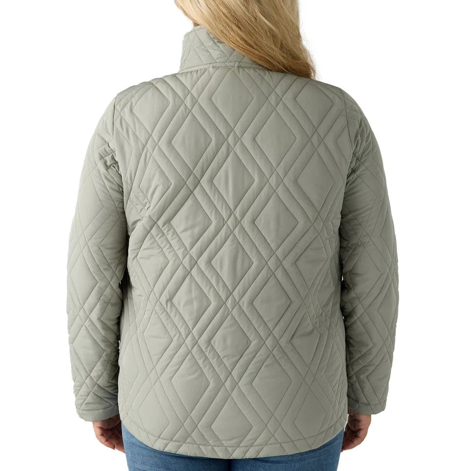Voyager Womens Quilted Jacket Water-Resistant Diamond Pocket Lightweight Green Outerwear