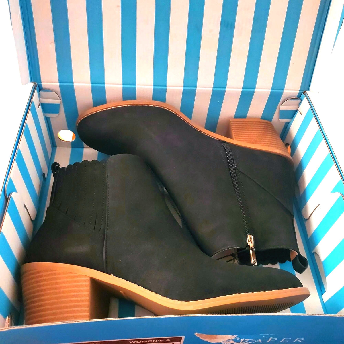 Draper James Elle Bootie Chunky Stacked 2" Block Heel Zip-up Gore Ankle Boots