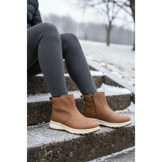 Khombu Dusk All Weather Boot Faux Leather Zip-up Outdoor Fur Lined Winter Shoe