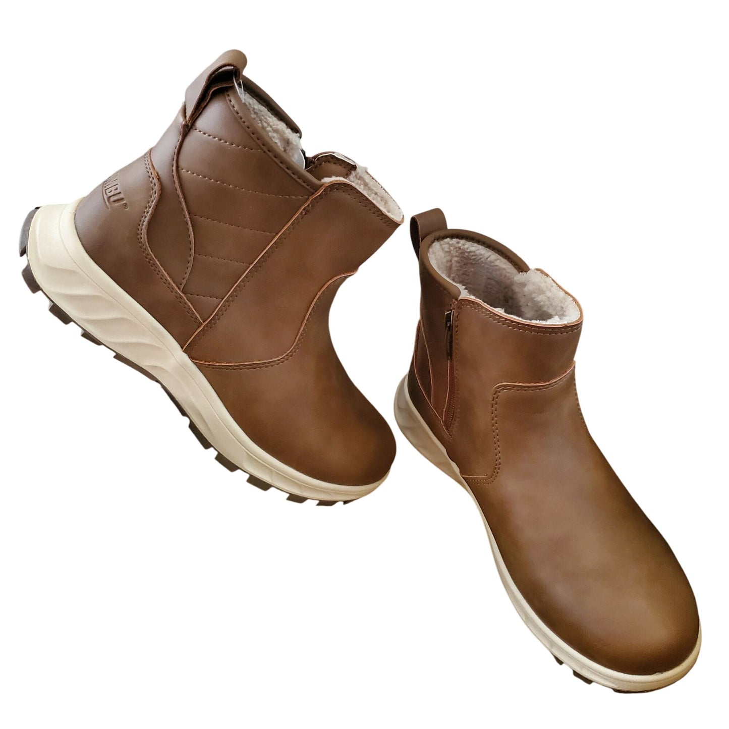 Khombu Dusk All Weather Boot Faux Leather Zip-up Outdoor Fur Lined Winter Shoe