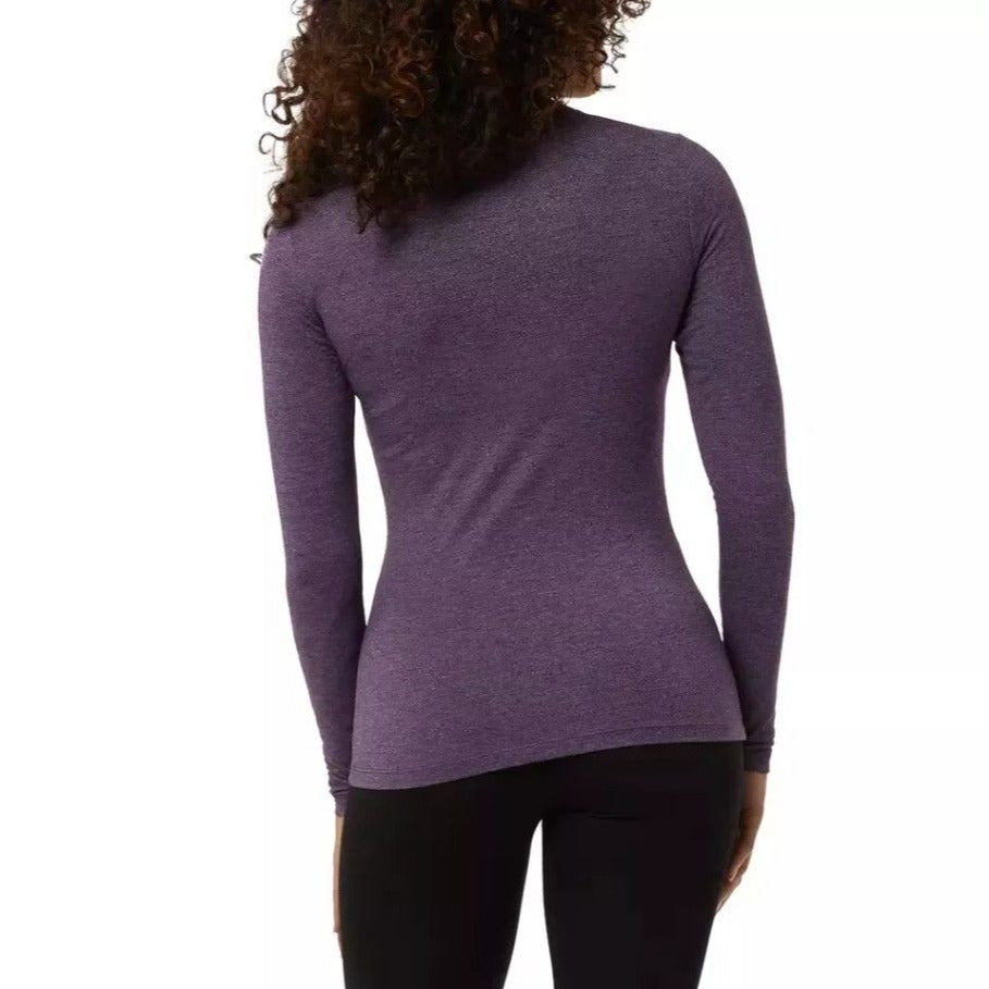 32 Degrees Heat 2 Pack Women Lightweight Long Sleeve Base Layer Shirt White Purple Top