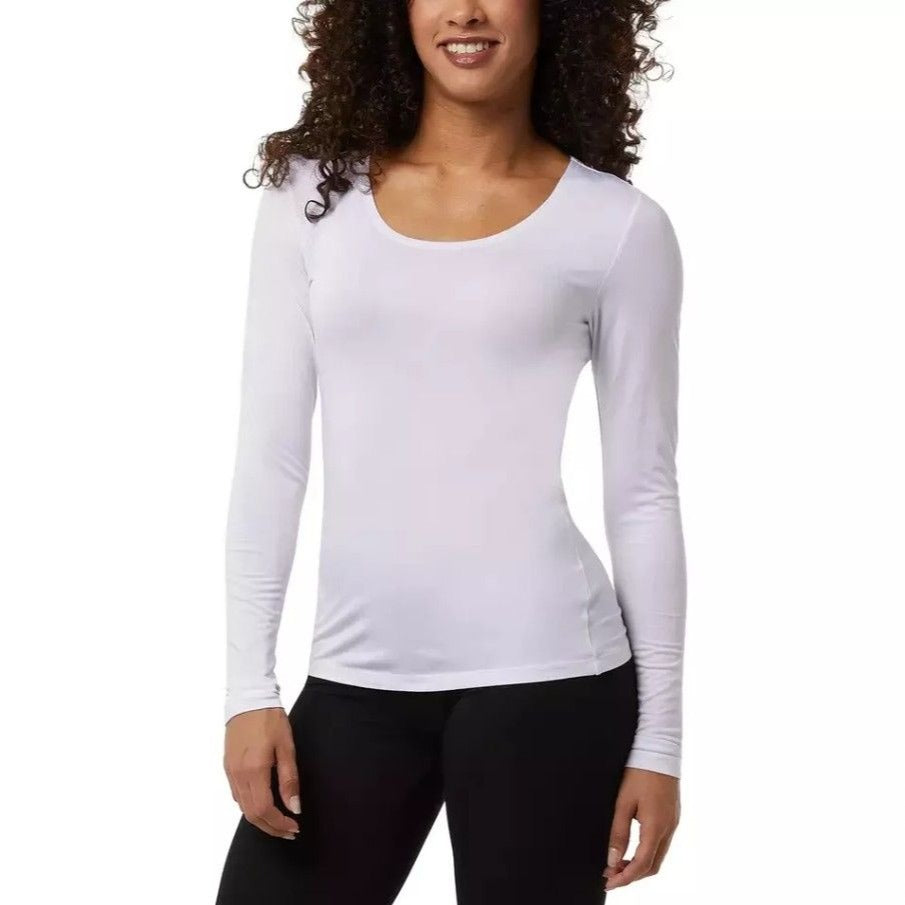 32 Degrees Heat 2 Pack Women Lightweight Long Sleeve Base Layer Shirt White Purple Top