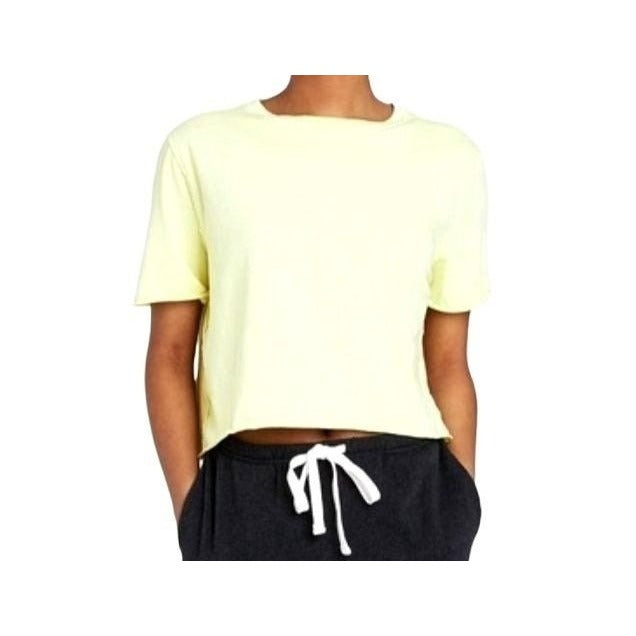 Colsie Shirt Crop Top Short Sleeve Lightweight Tee Cut Raw Hem Exposed Seams