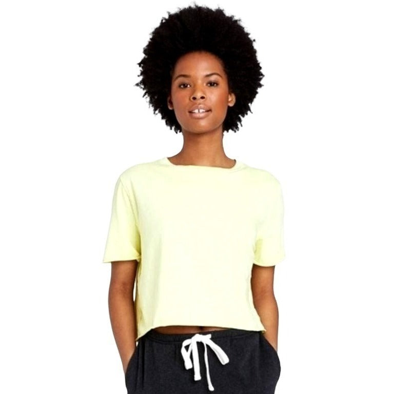 Colsie Shirt Crop Top Short Sleeve Lightweight Tee Cut Raw Hem Exposed Seams