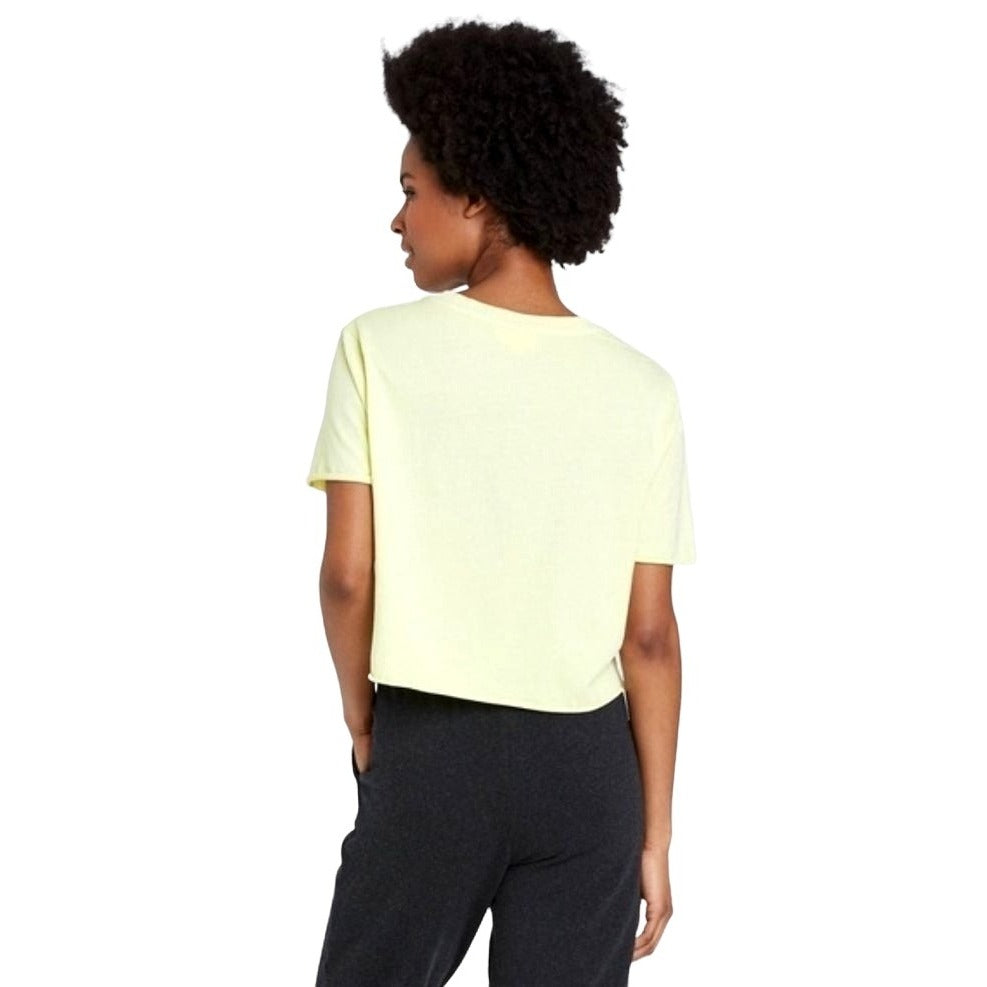 Colsie Shirt Crop Top Short Sleeve Lightweight Tee Cut Raw Hem Exposed Seams