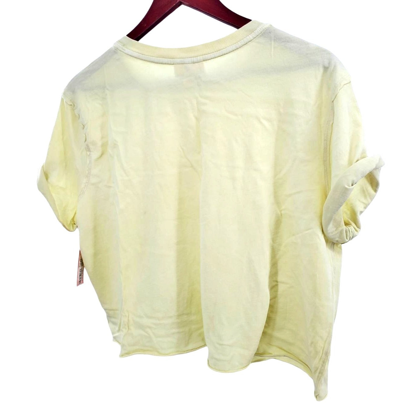 Colsie Shirt Crop Top Short Sleeve Lightweight Tee Cut Raw Hem Exposed Seams