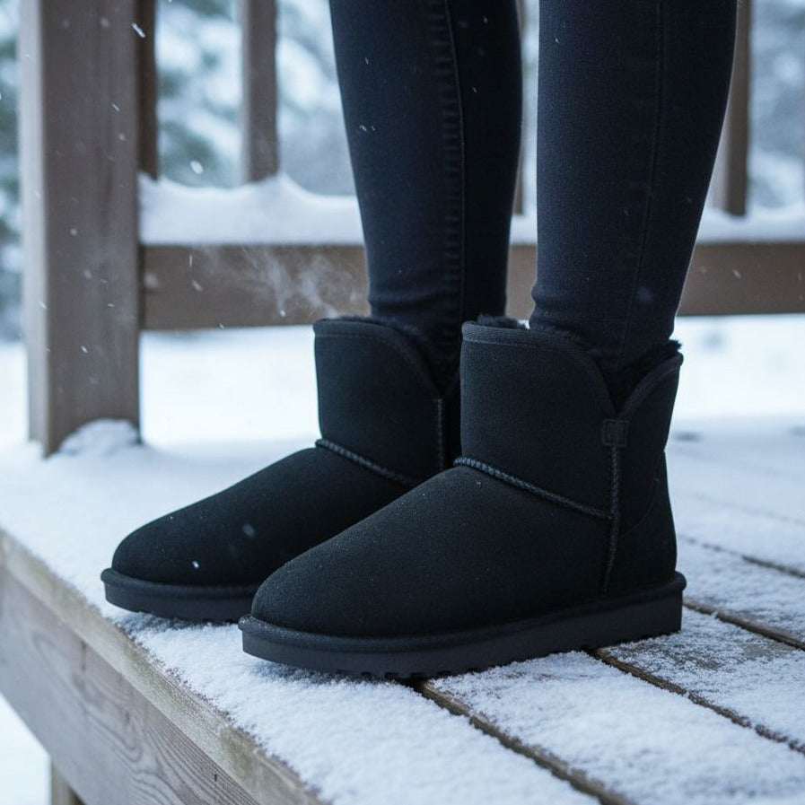 Kirkland Real Fur Boots Shearling Sheepskin Suede Scalloped Fold over Shoes