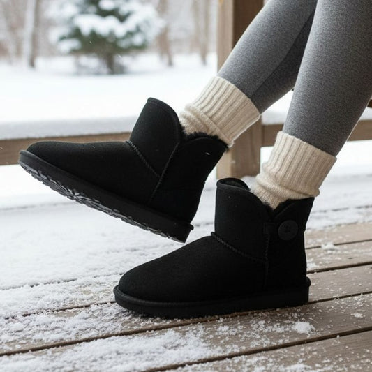 Kirkland Real Fur Boots Shearling Sheepskin Suede Scalloped Fold over Shoes