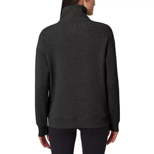 Mondetta Women's Heathered Full-Zip Fleece Jacket High Collar Mock Neck Gray