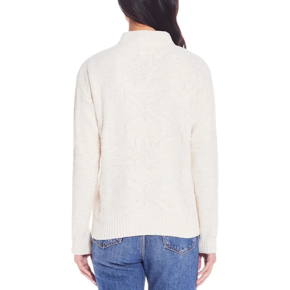 Weatherproof Vintage Women's Knit Sweater Gold Metallic Long Sleeve Pullover Knitwear Cream