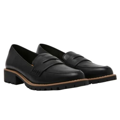 DV Dolce Vita Lug Loafer Crisp Chunky Heel Slip On Shoes Vegan Suede Black