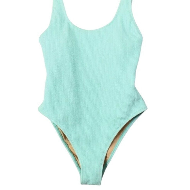 Cotton On Honeydew Melon Crinkle Open Back Cheeky Swimwear One-Piece Swimsuit