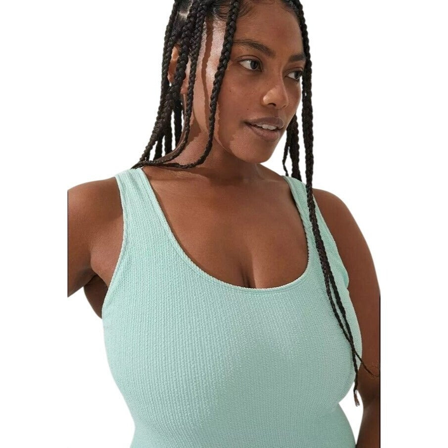 Cotton On Honeydew Melon Crinkle Open Back Cheeky Swimwear One-Piece Swimsuit