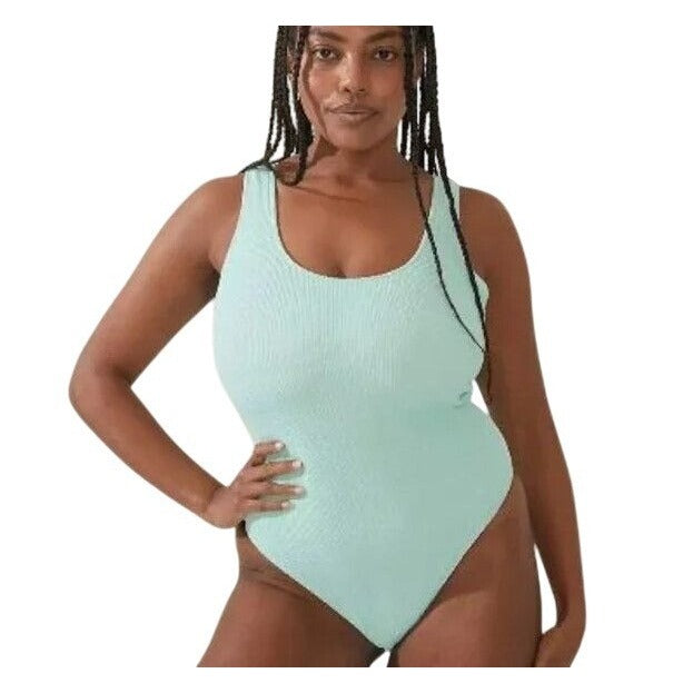Cotton On Honeydew Melon Crinkle Open Back Cheeky Swimwear One-Piece Swimsuit