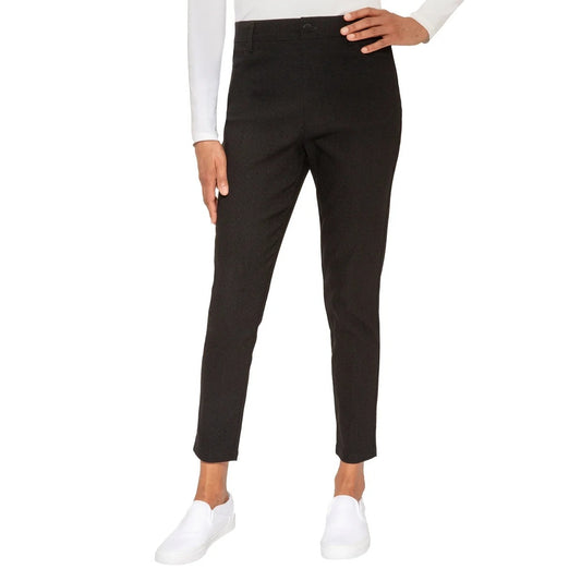 Mario Serrani Women Textured Pull-On Ankle Pants Slit Hem Stretch Slim Fit