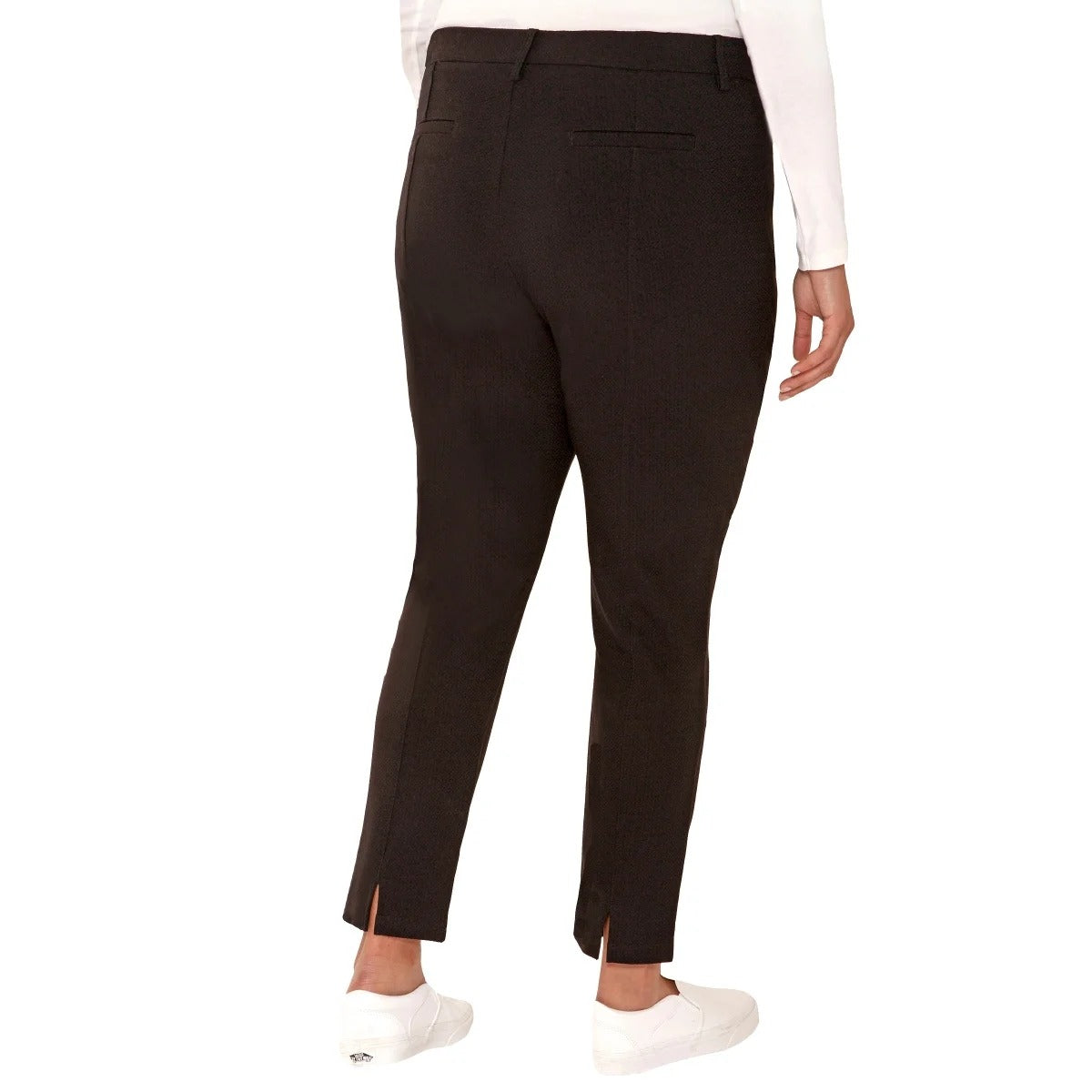 Mario Serrani Women Textured Pull-On Ankle Pants Slit Hem Stretch Slim Fit