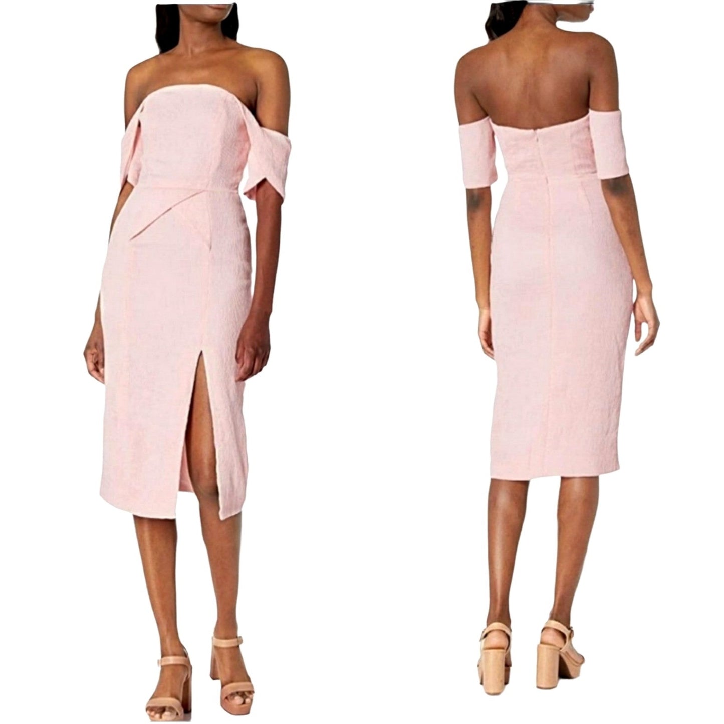 ELLIAT Dress Acacia Textured Removable Straps Off Shoulder Strapless Pleated