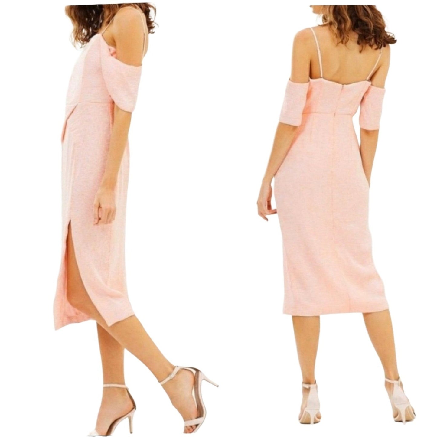 ELLIAT Dress Acacia Textured Removable Straps Off Shoulder Strapless Pleated