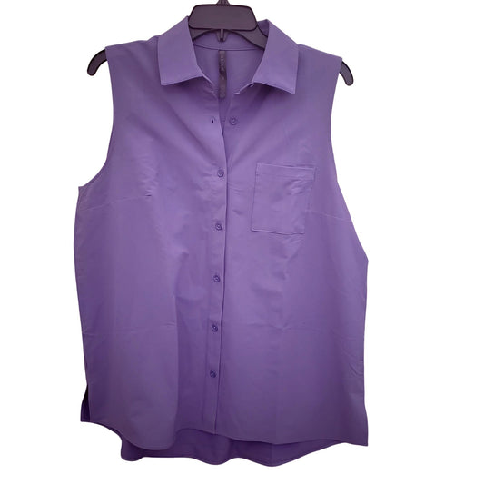GAIAM XXL Button-up Collar Blouse Sleeveless Tank Top Lightweight Relaxed Shirt