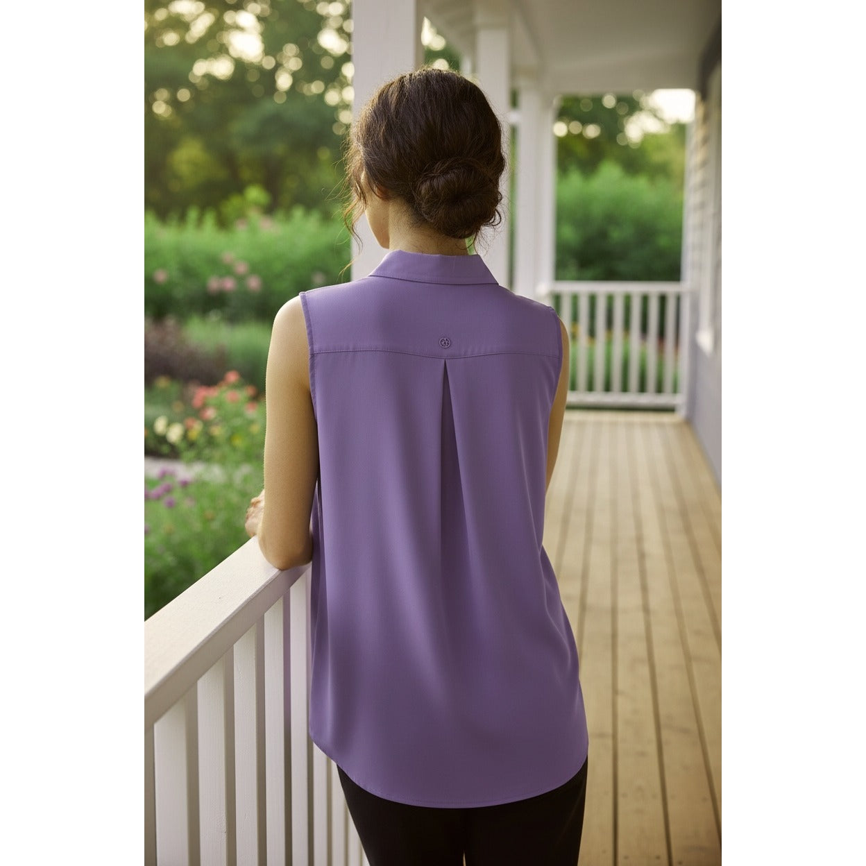 GAIAM XXL Button-up Collar Blouse Sleeveless Tank Top Lightweight Relaxed Shirt