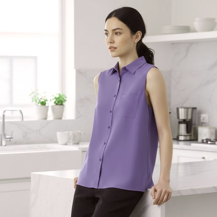 GAIAM XXL Button-up Collar Blouse Sleeveless Tank Top Lightweight Relaxed Shirt