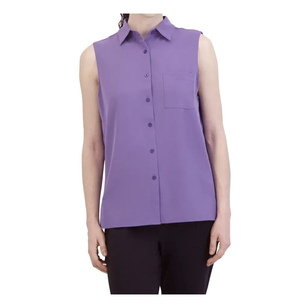 GAIAM XXL Button-up Collar Blouse Sleeveless Tank Top Lightweight Relaxed Shirt
