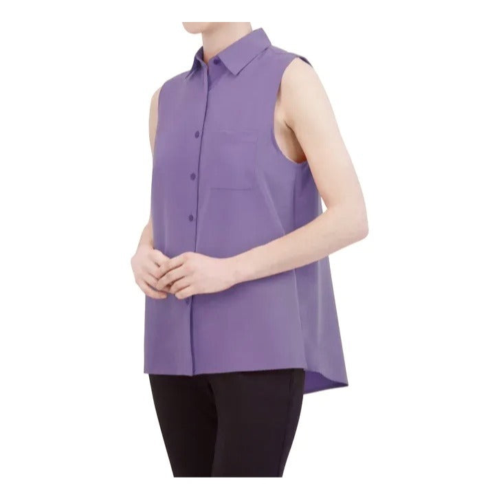 GAIAM XXL Button-up Collar Blouse Sleeveless Tank Top Lightweight Relaxed Shirt
