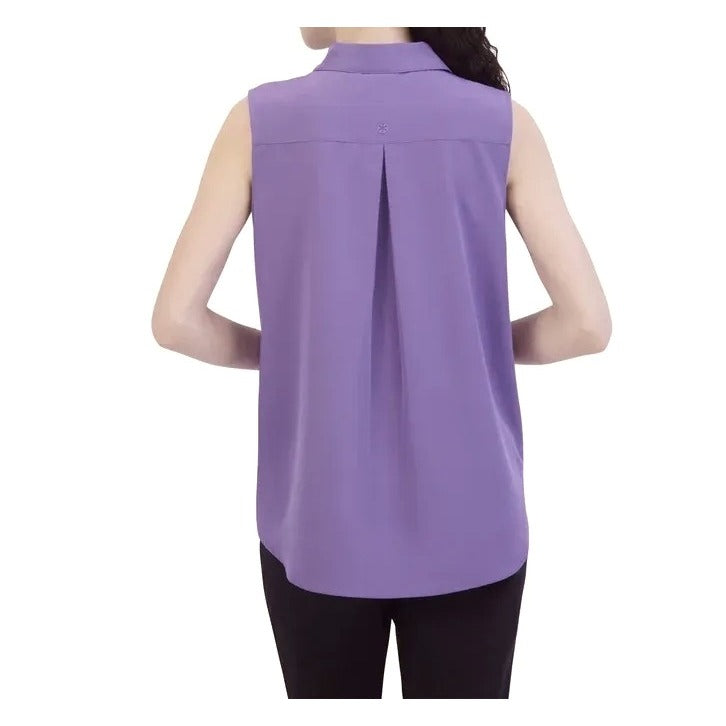 GAIAM XXL Button-up Collar Blouse Sleeveless Tank Top Lightweight Relaxed Shirt