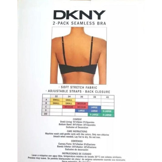 DKNY 2-Pack Seamless Bra 34C/36C T-shirt All Day Stretch Adjustable Hook