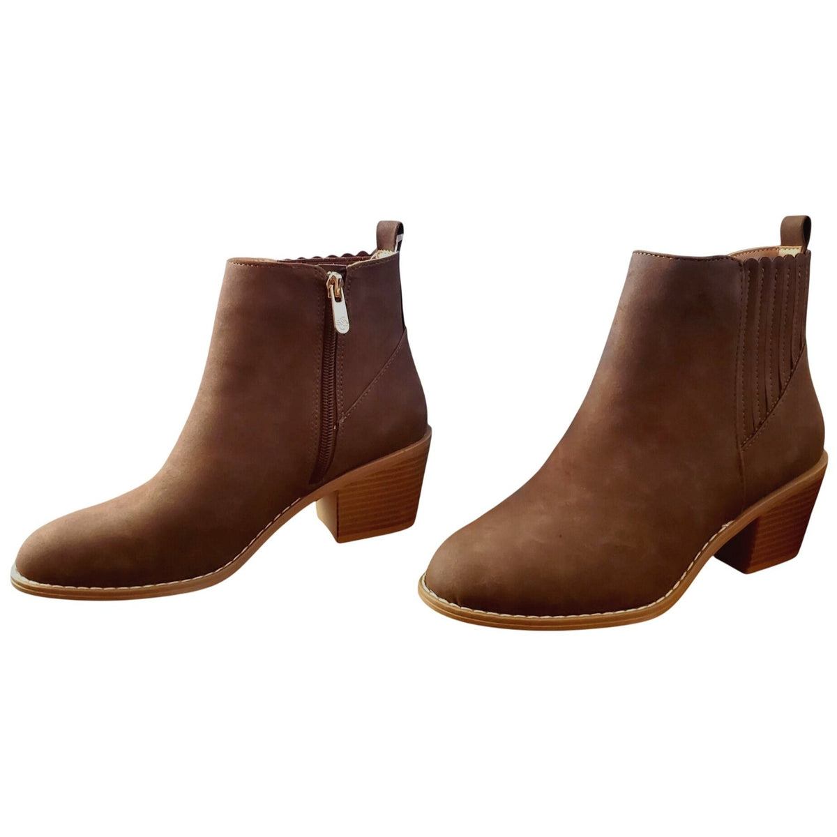 Draper James Elle Bootie Chunky Stacked 2" Block Heel Zip-up Gore Ankle Boots