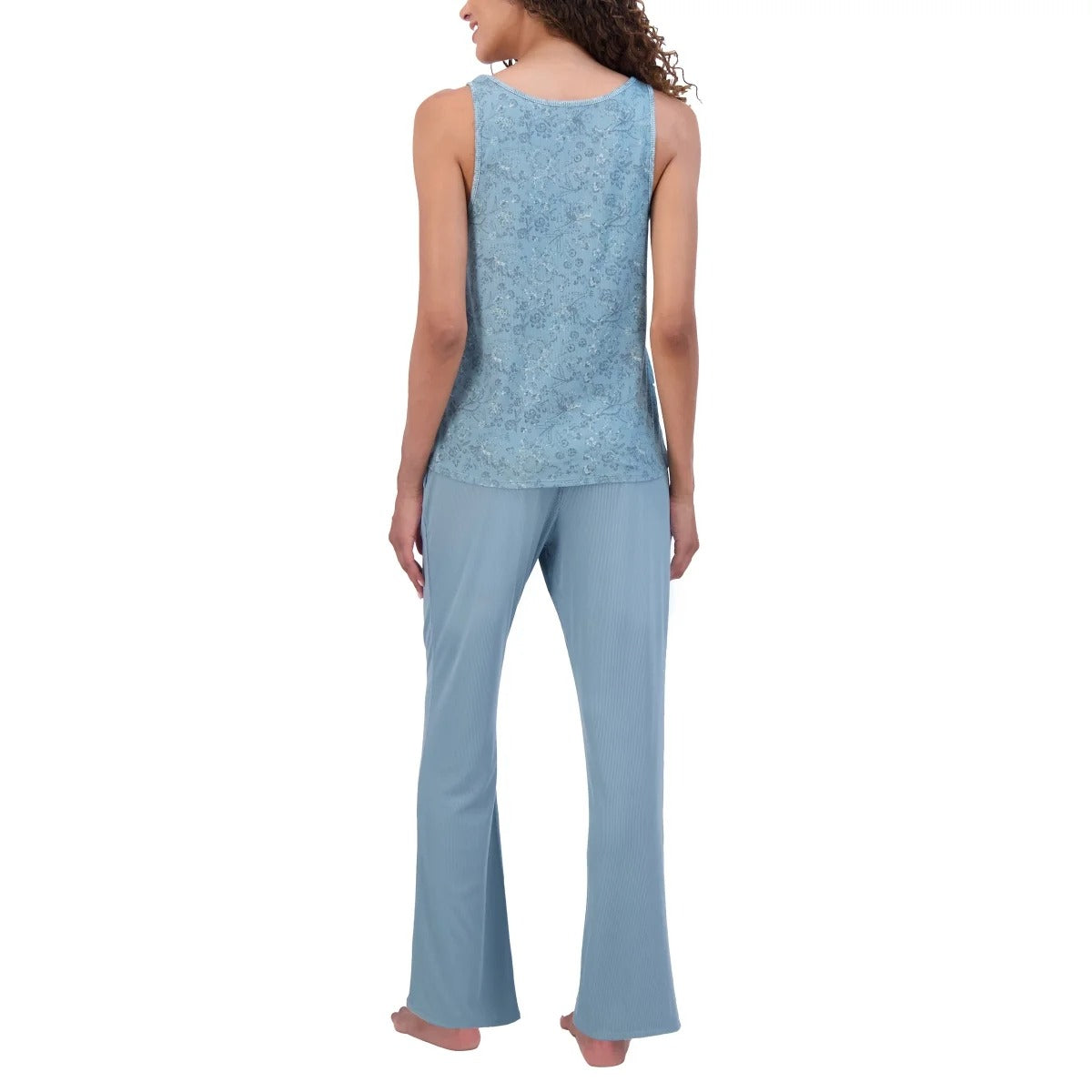 Live2Lounge 3-piece Women's Loungewear Set Cardigan Sleeveless Tank Top Pants Cooling Breathable Blue