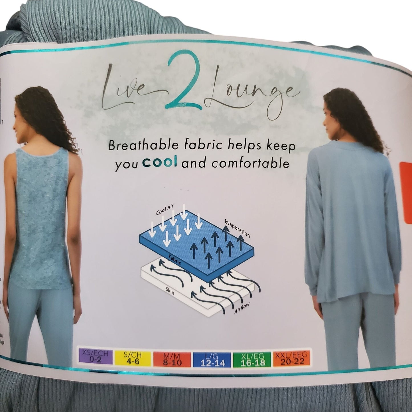 Live2Lounge 3-piece Women's Loungewear Set Cardigan Sleeveless Tank Top Pants Cooling Breathable Blue