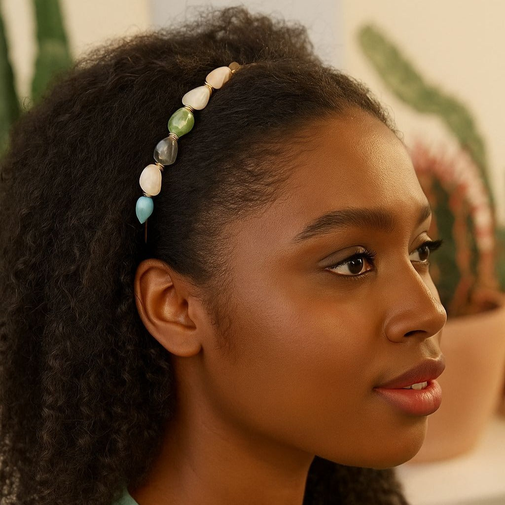 Resin Stone Headband Copper Wrap Goddess Celestial Non-slip Hair Band Accessory