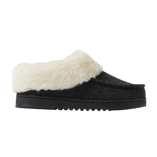 Dearfoams Women Lightweight House Shoes Slippers Knit Plush Faux Fur Black